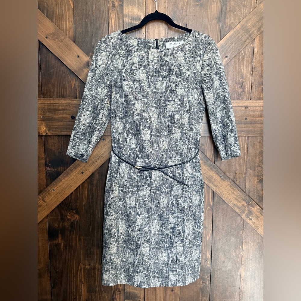 M.M. LaFleur Etsuko Sheath Knee Length 3/4 Sleeve Black White Dress Size 12 - Picture 3 of 10